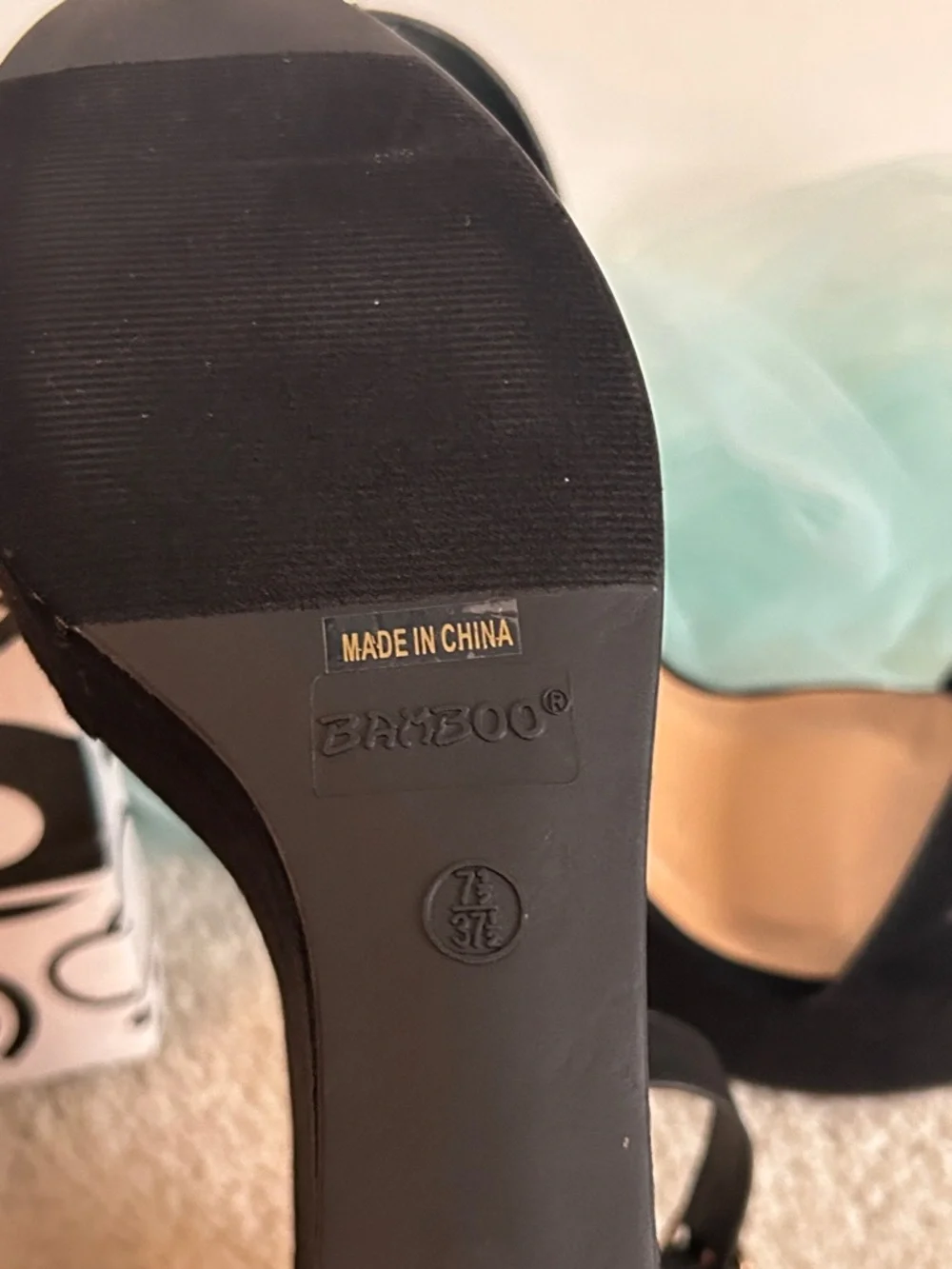 BAMBOO Embellished Ankle-Strap Wedge Sandals Black - Picture 10 of 12
